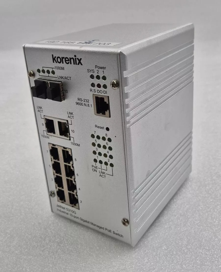 Korenix JetNet 5310G Industrial 8-Port PoE + 2 Gigabit SFP Ethernet switch