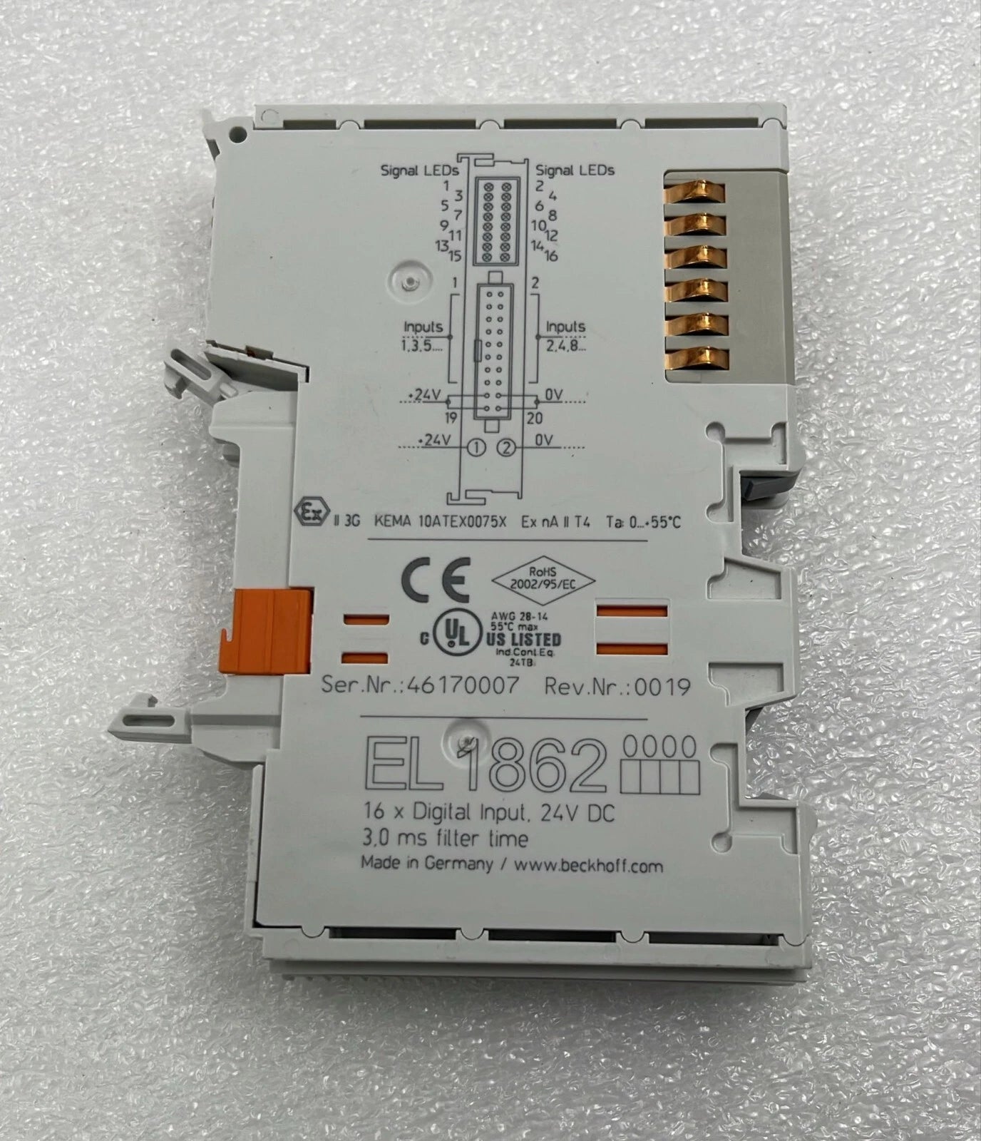 [LOT 2 PCS] Beckhoff EL1862 EtherCAT 8-Channel Digital Input Terminal Module