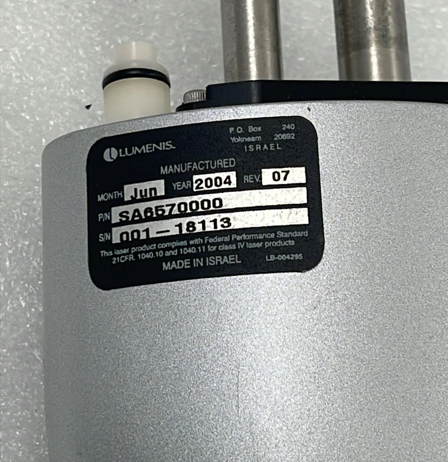 Lumenis SA6570000 model label close-up