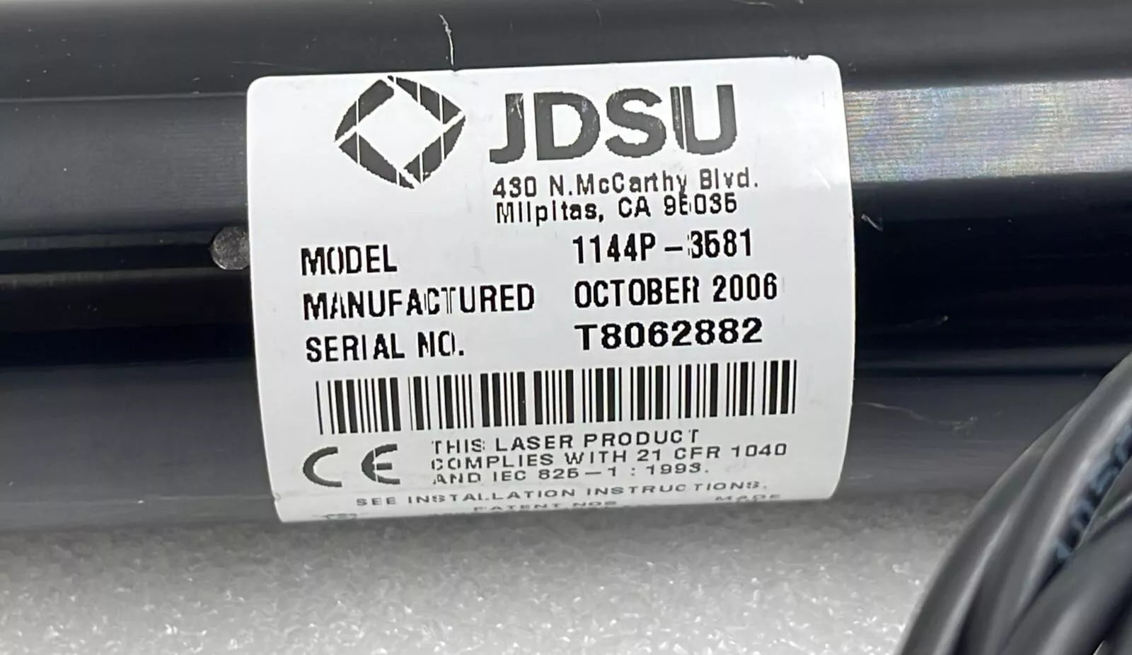 JDSU 1144P-3581 HeNe Laser Head 633nm
