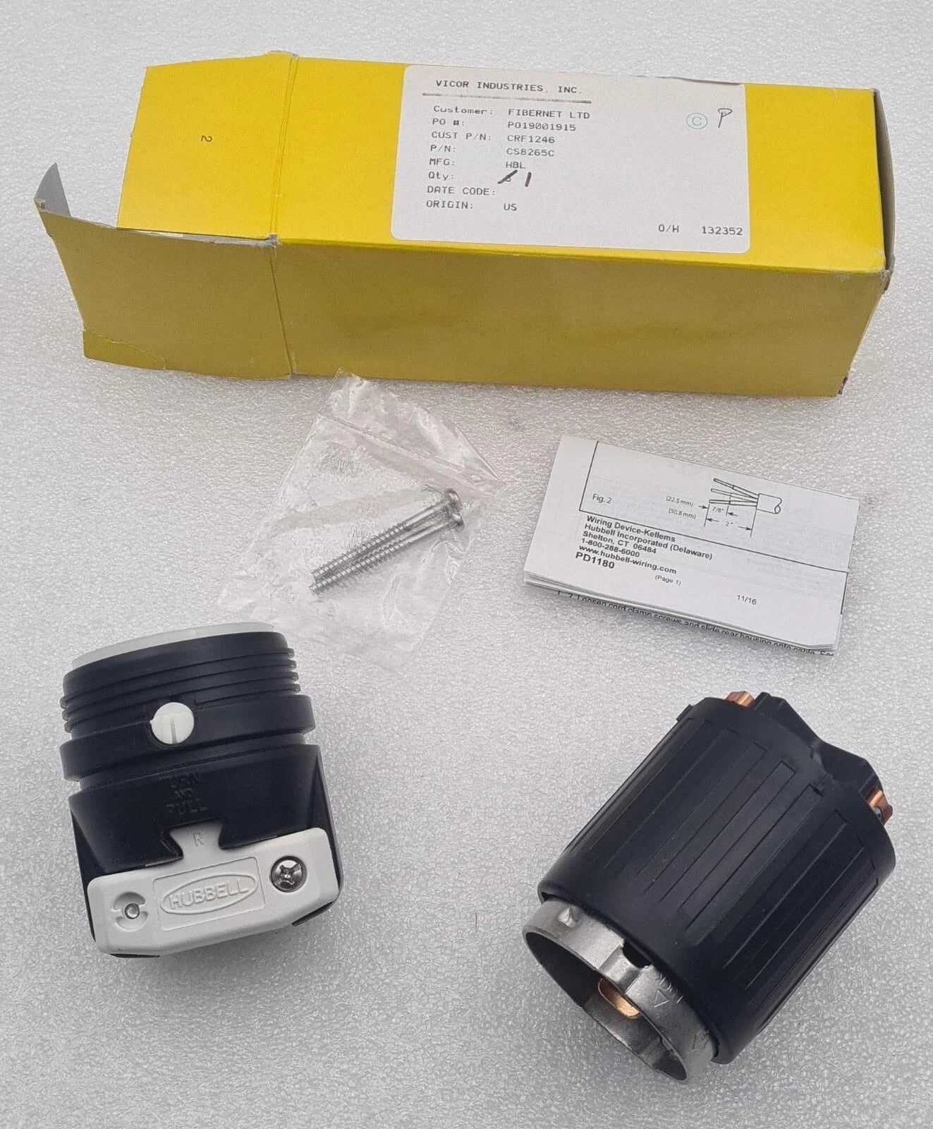 Hubbell CS8265C twist lock connector 50A 250V industrial power plug