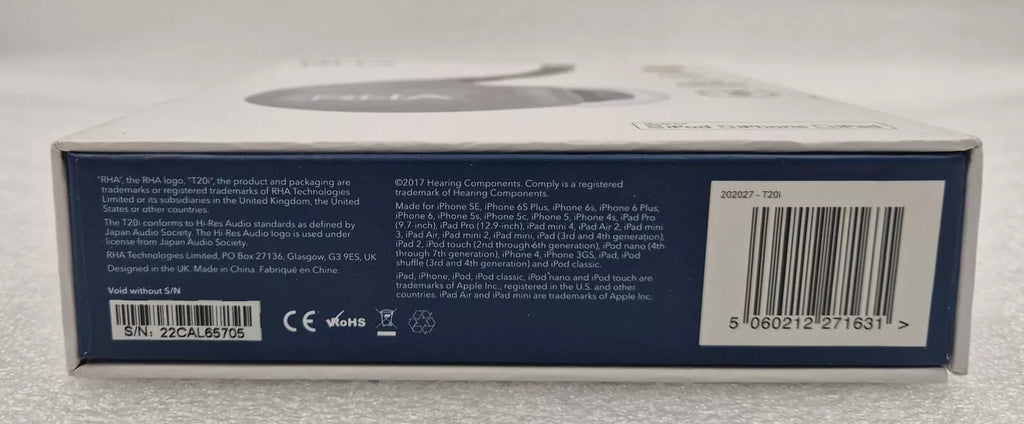 NEW** RHA T20i Fidelity Noise Isolating In-Ear Headphone