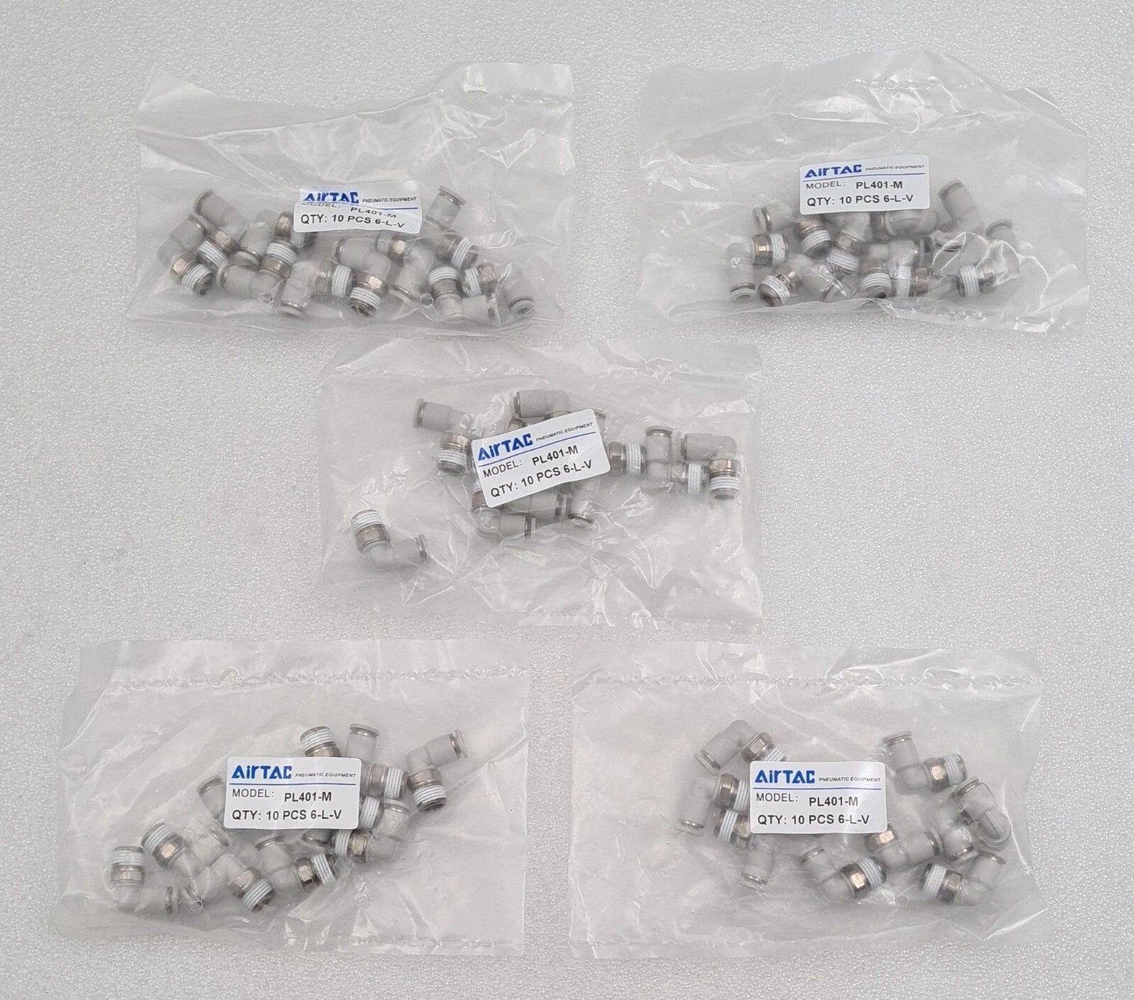 [LOT 50] NEW SEALED - AirTAC PL401-M Mini connector 10PCS 6-L-V (*5 Packs)