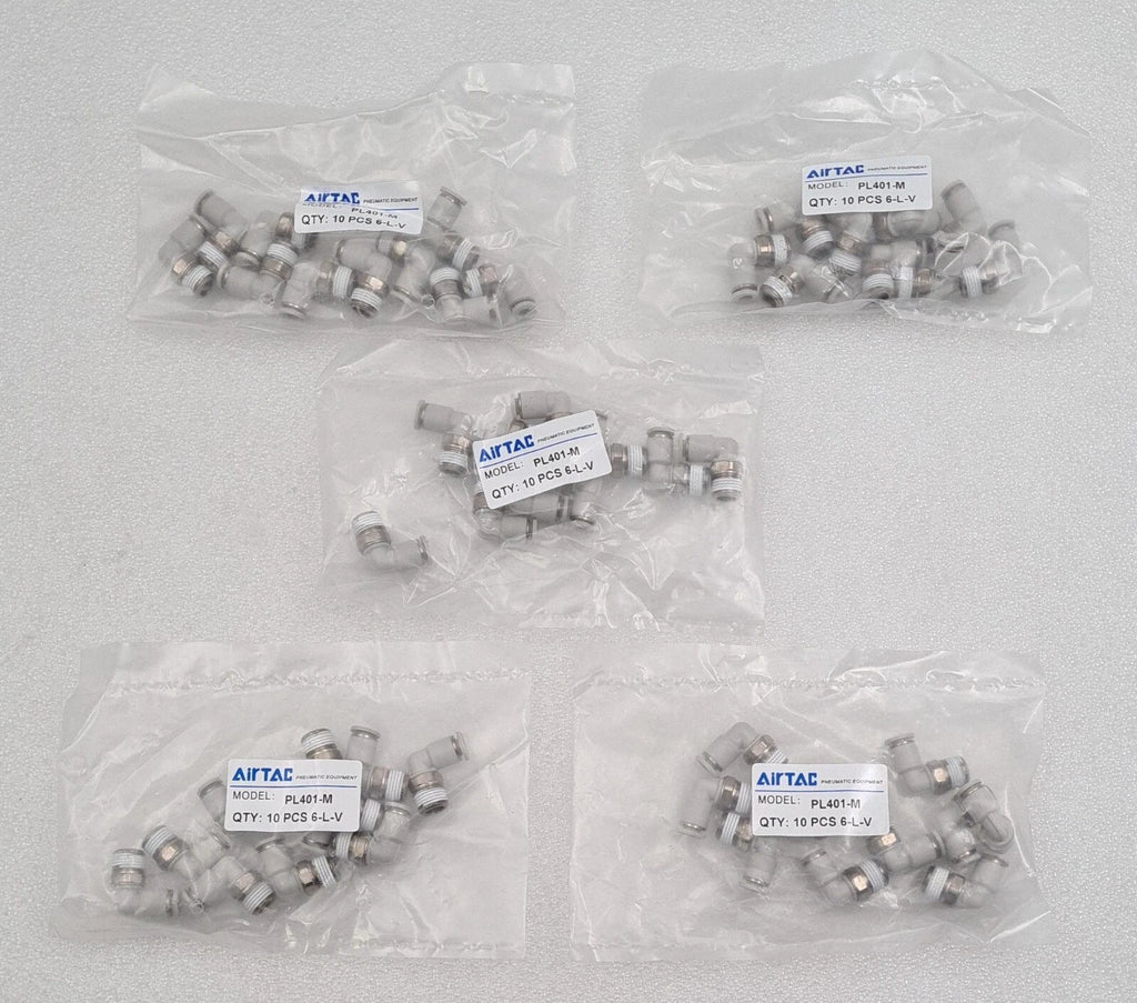 [LOT 50] NEW SEALED - AirTAC PL401-M Mini connector 10PCS 6-L-V (*5 Packs)