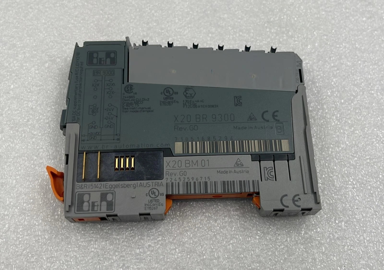 [LOT 2 PCS] B&R Automation X20 BR 9300 Digital PLC I/O Module W/ X20 BM 01 Base