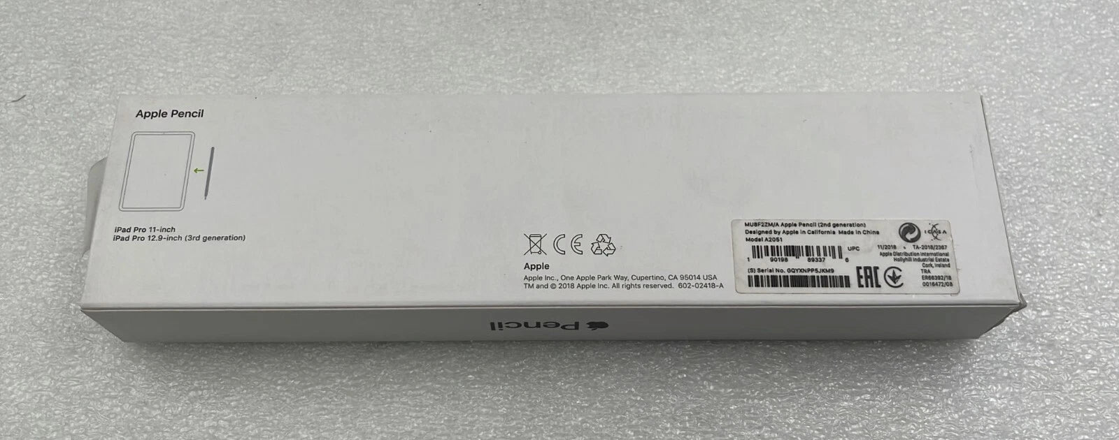 Apple Pencil 2nd Generation Stylus Model A2051 for iPad Pro & iPad ( MU8F2ZM/A )