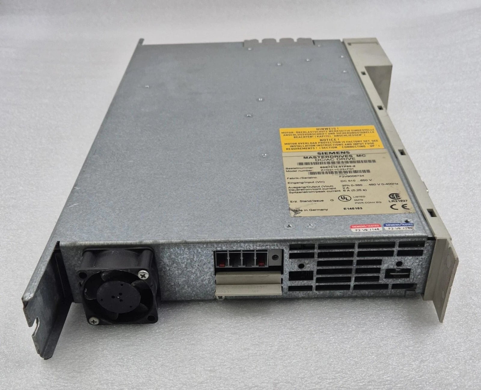 SIEMENS MASTERDRIVES MC DC/AC DRIVE 6SE7012-0TP50-Z Z=G21+C23+F01 Freq. Inverter