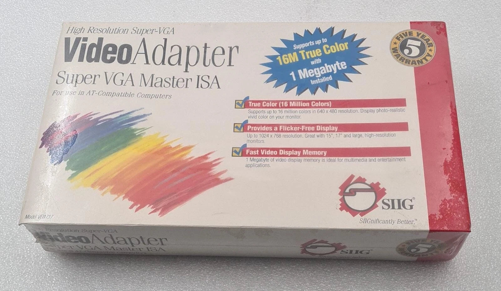 SIIG VD1717 Super VGA ISA video adapter card box