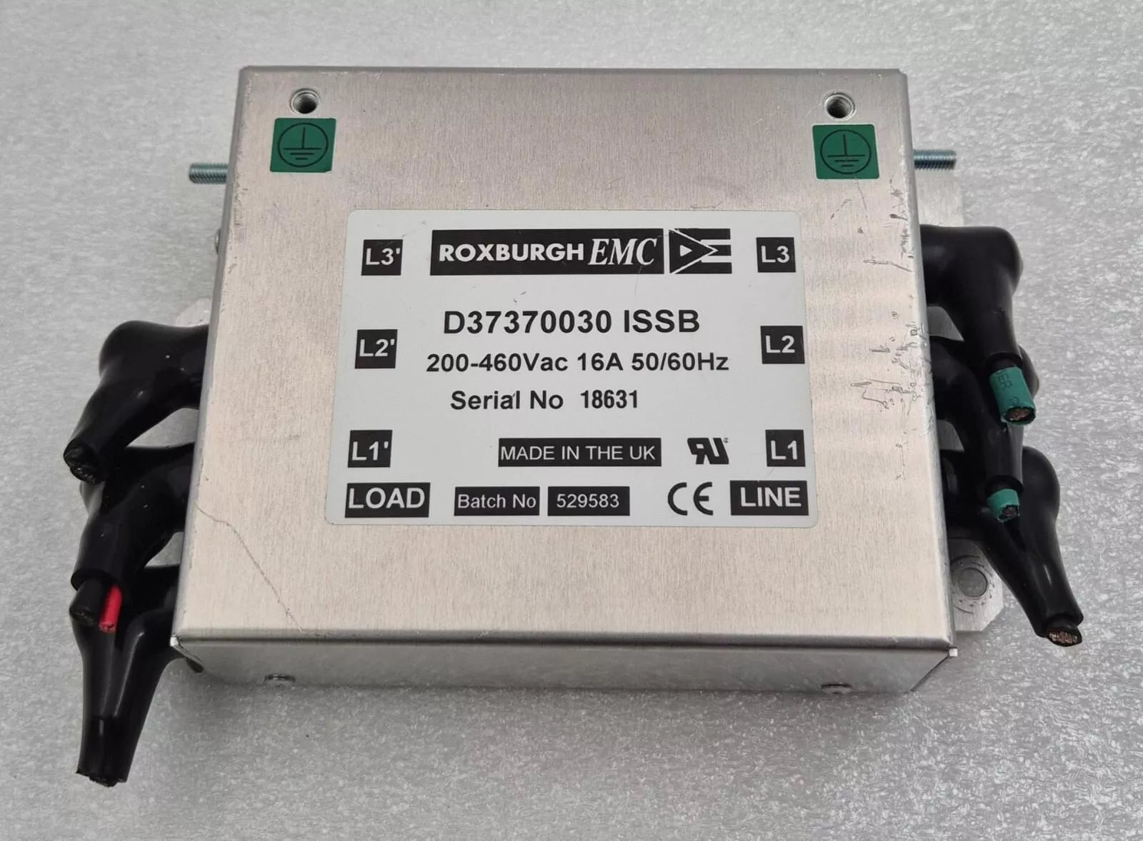 ROXBURGH EMC D37370030 ISSB Filter Interference 200-460Vac 16A 50/60A