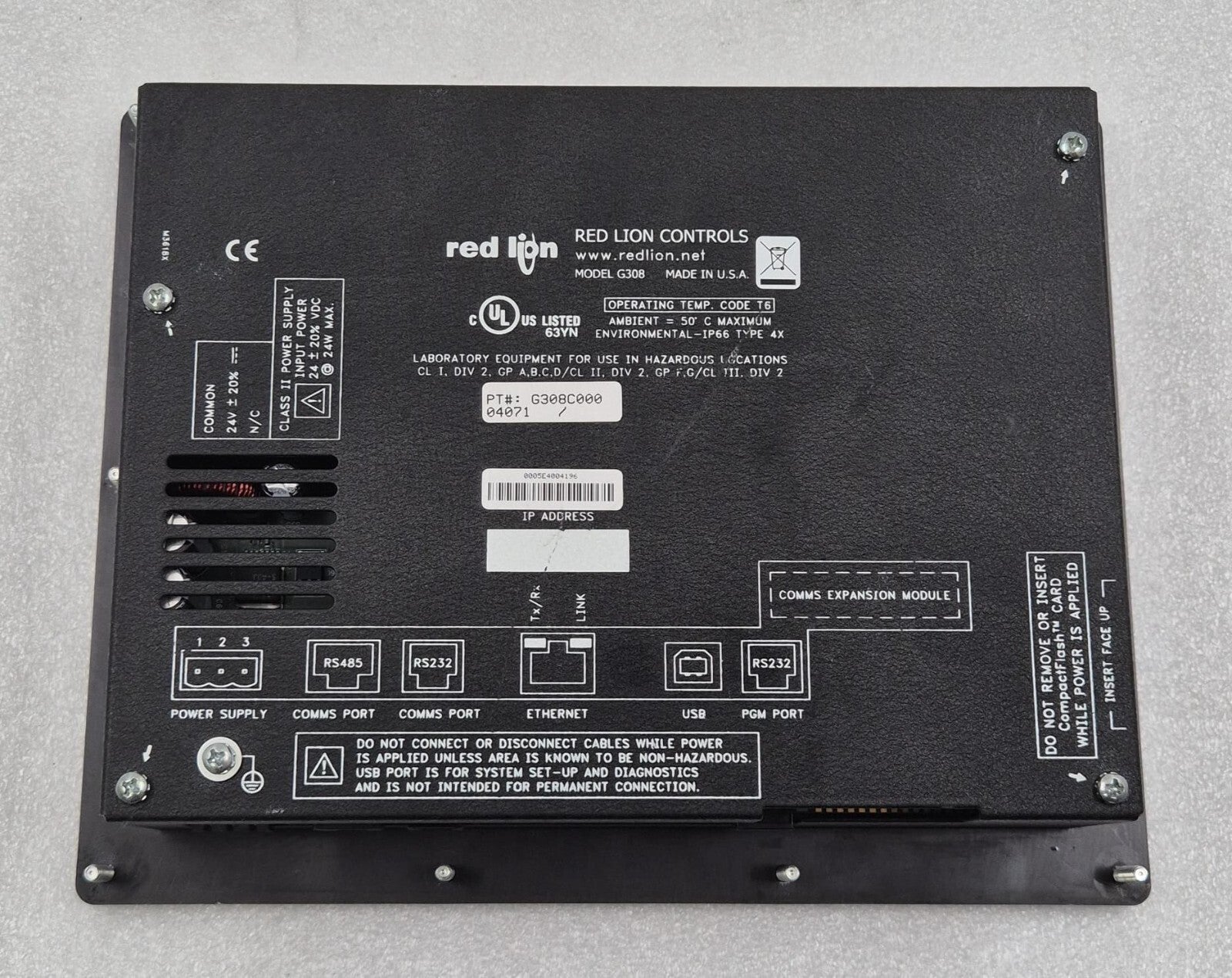 Red Lion Controls G308 G308C000 24VDC Operator Interface Panel Screen *AS-IS*