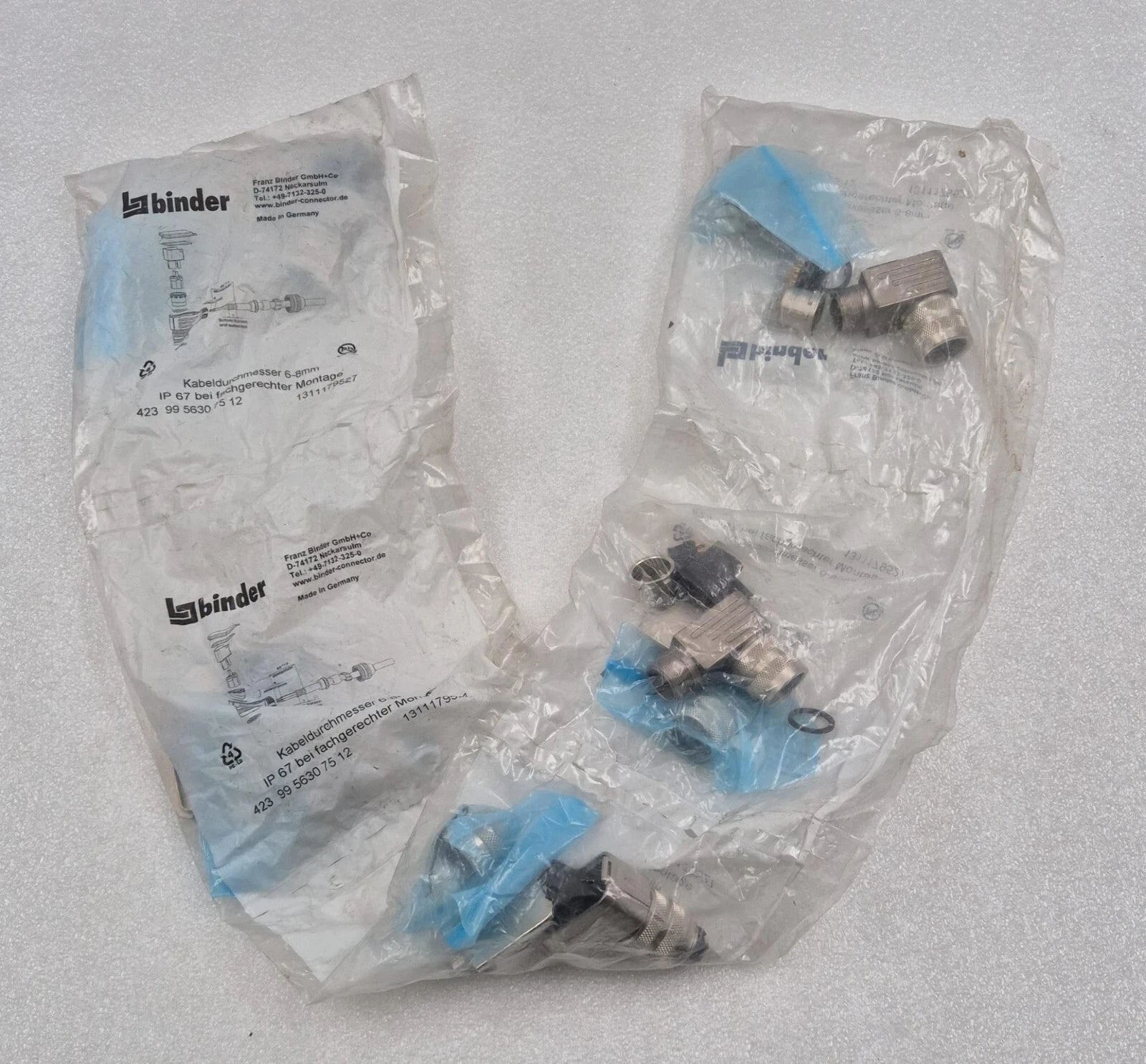 [LOT OF 5] Binder 423 99 5630 75 12 Circular Connector 90 Degree for Cable 6-8mm