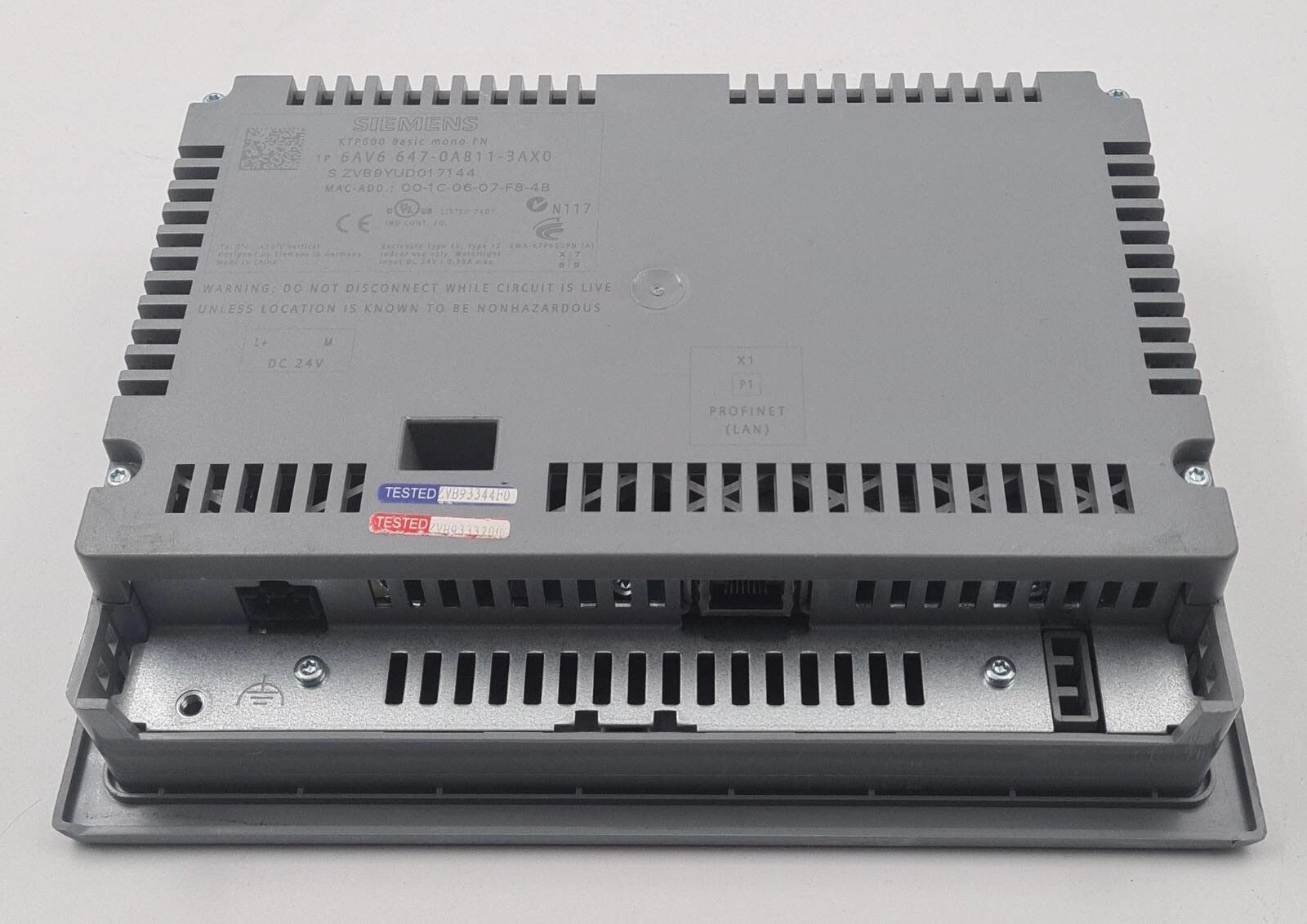 SIEMENS SIMATIC PANEL TOUCH KTP600 Basic mono PN 6AV6 647-0AB11-3AX0 HMI Module