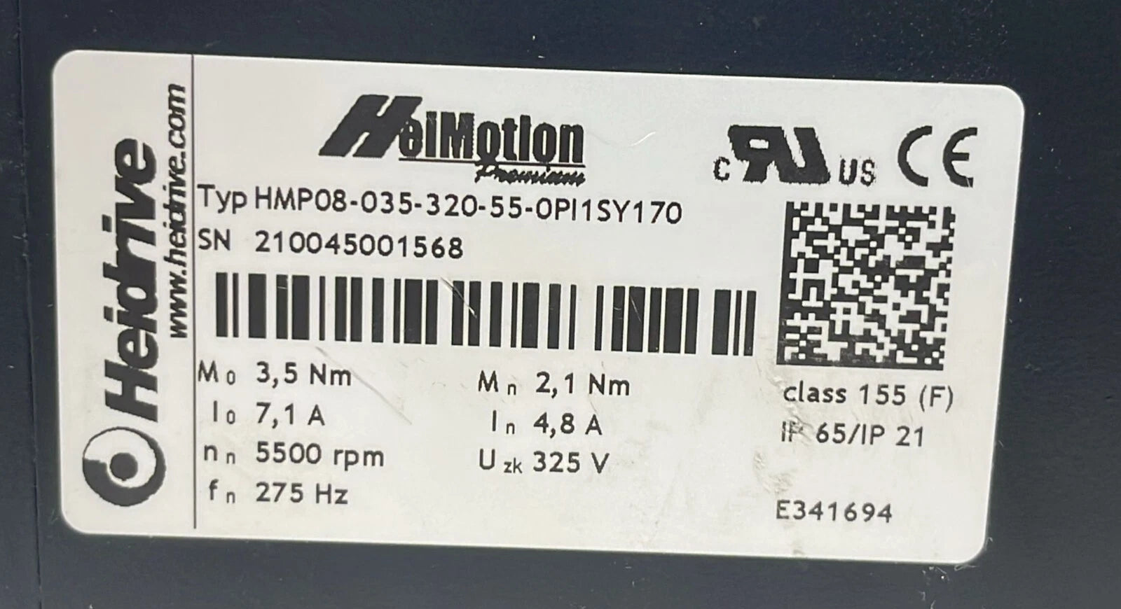 Heidrive HeiMotiom HMP08-035-320-55-OPI1SY170 Servo Motor