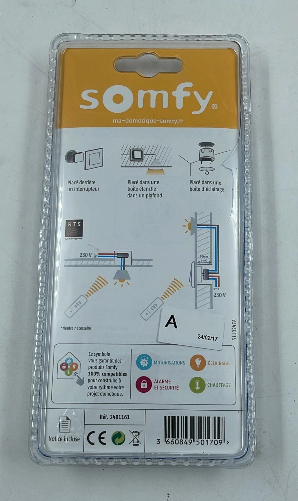 SOMFY Micro Recepteur Telecommande Pour Eclairage Interieur