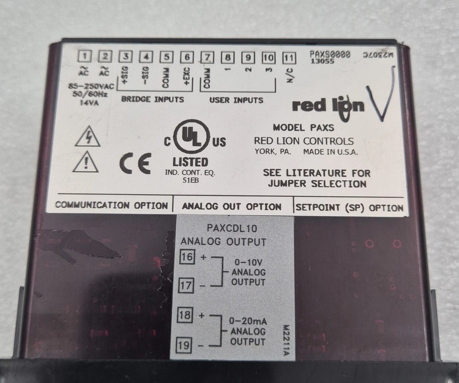 Red Lion PAXS PAXS0000 Digital Panel Load Cell Strain Gage Input Meter PAXCDL 10