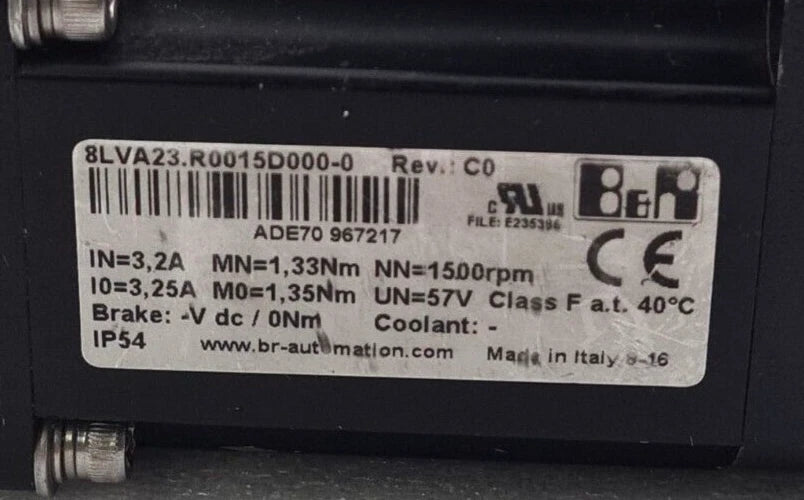 B&R Automation 8LVA23.R0015D000-0 Synchronous Servo Motor