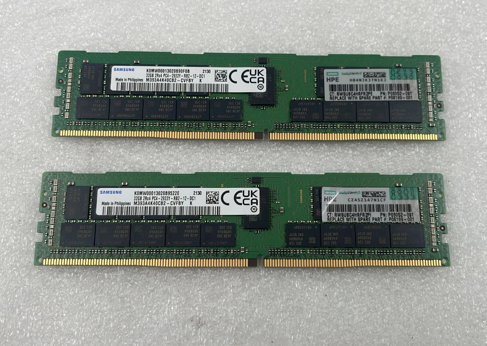 [LOT2 PCS] Samsung 32GB 2Rx4 PC4-2933Y Server M393A4K40CB2-CVFBY HPE 03052-091