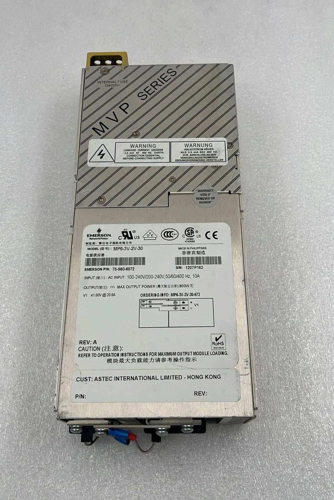 ARTESYN MP6-3V-2V-30 Power Supply 73-560-6072 MVP Series