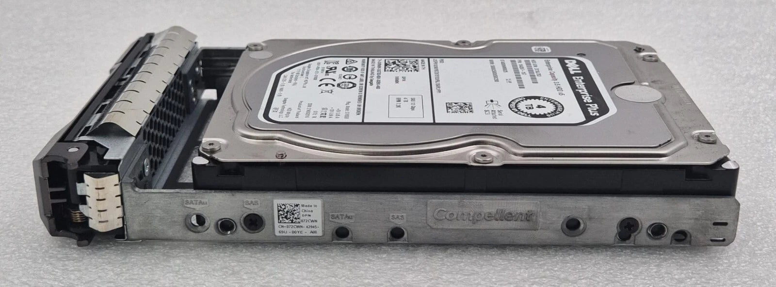 Dell 4TB SAS drive mounted in caddy side view