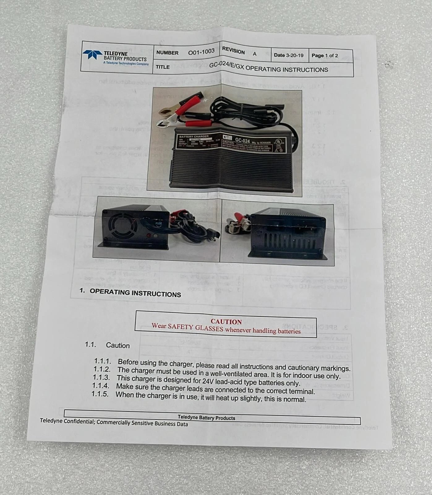 Gill GC-024 Battery Charger 115VAC 50/60Hz 3.2A 24VDC 7A