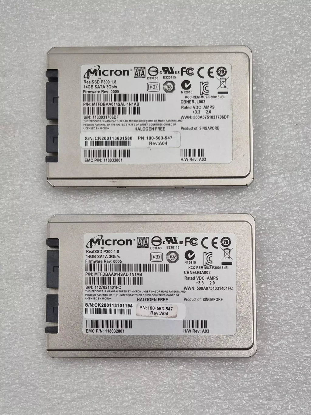 [LOT 2 PCS] Micron RealSSD P300 1.8 14GB SATA 3Gb/s MTFDBAA014SAL-1N1AB 11803280