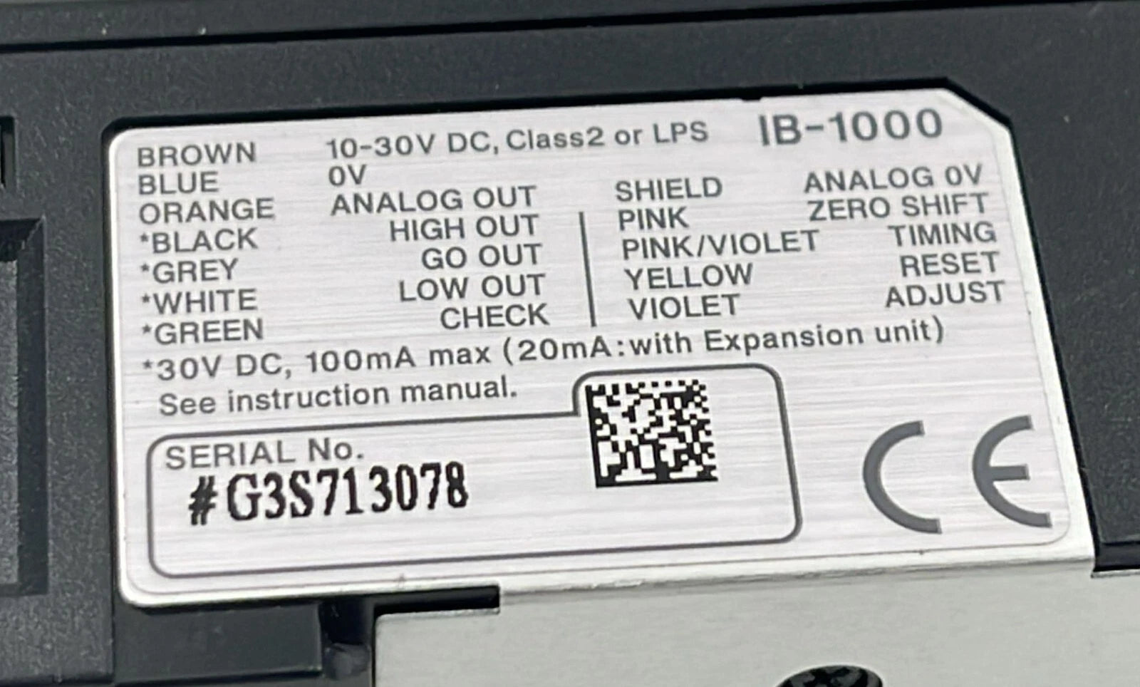 KEYENCE IB-1000 digital laser sensor amplifier connector