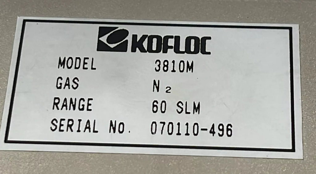 KOFLOC 3810M Mass Flow Sensor , Gas: N2 , Range: 60SLM