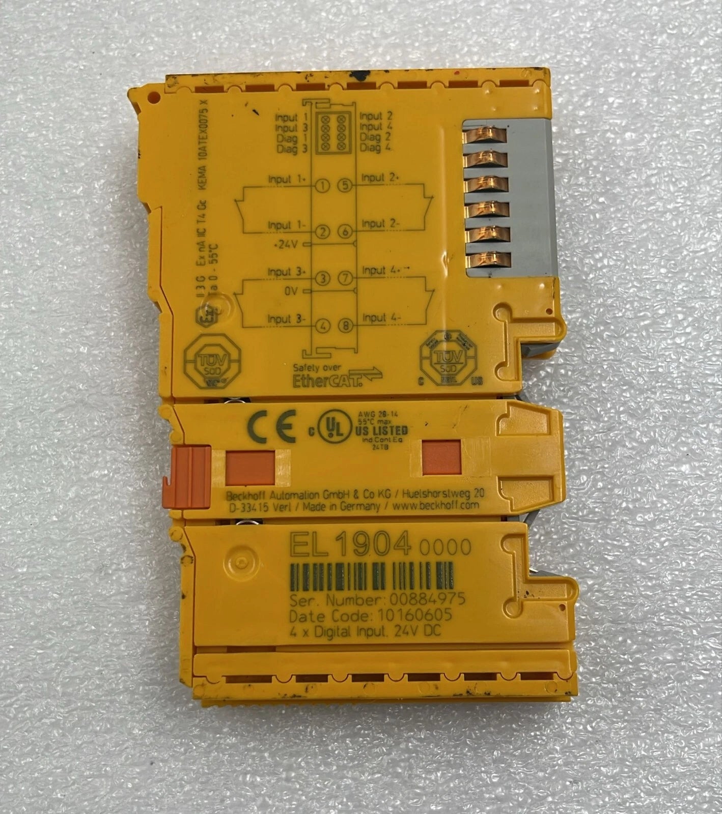 [LOT 3 PCS] BECKHOFF EL1904 EtherCAT Terminal 4-Channel Digital Input Module