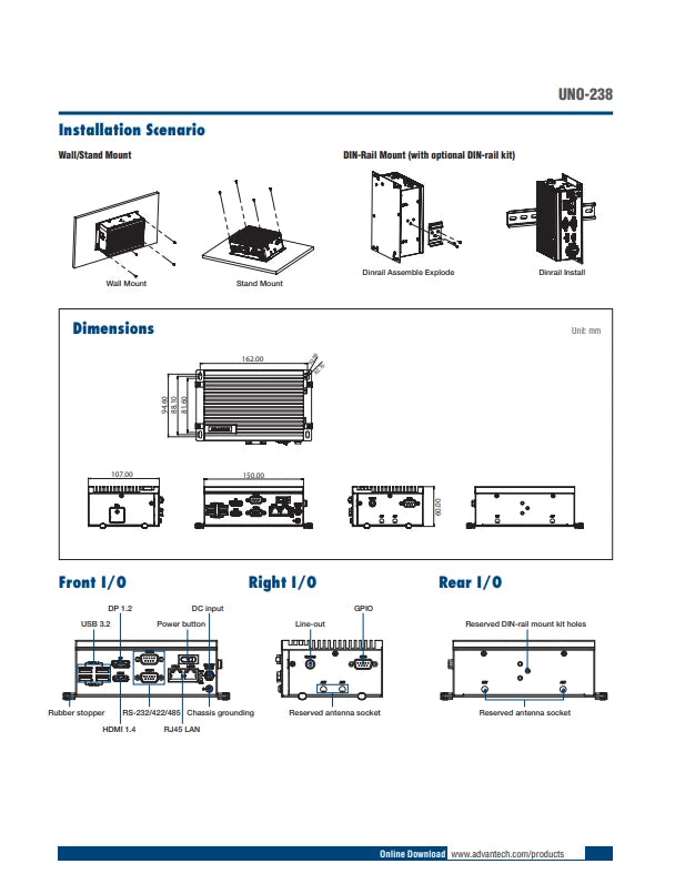 *NEW* Advantech UNO-238-85N1AE Compact IoT Edge Embedded Computer 8G RAM UNO-238