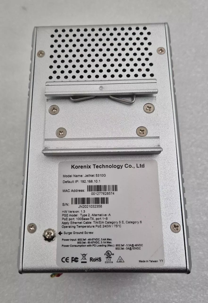 Korenix JetNet 5310G Industrial 8-Port PoE + 2 Gigabit SFP Ethernet switch