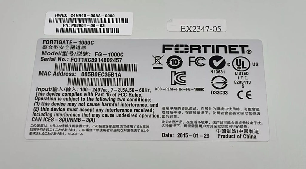 Fortinet FortiGate 1000C Security Appliance FIREWALL FG-1000c