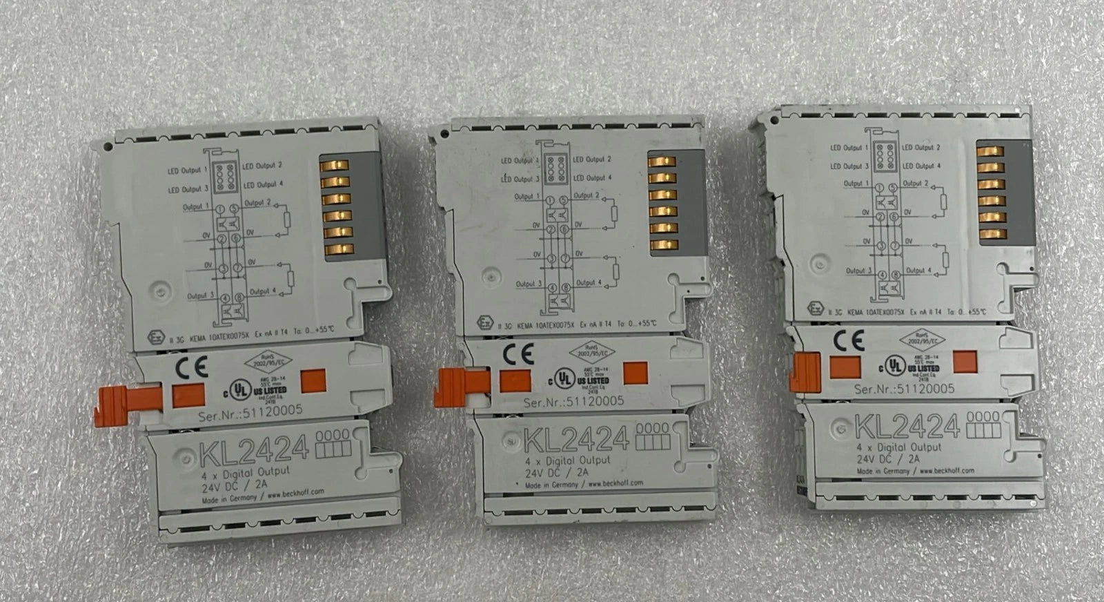 [LOT 3 PCS] Beckhoff KL2424 4-Channel Digital Output Terminal 24V DC 0.5A
