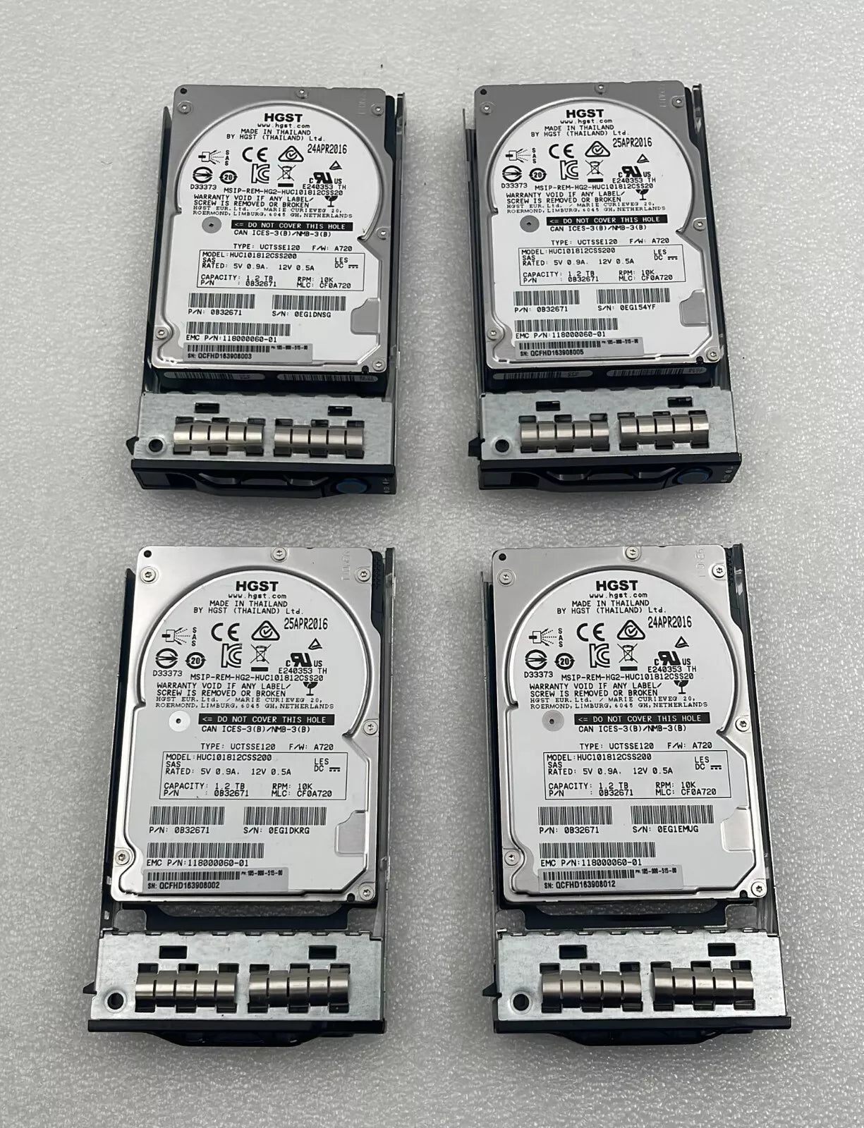 [LOT OF 4] HGST HUC101812CSS200 1.2TB 10K SAS 2.5 Hard Drive 0B32671 HDD