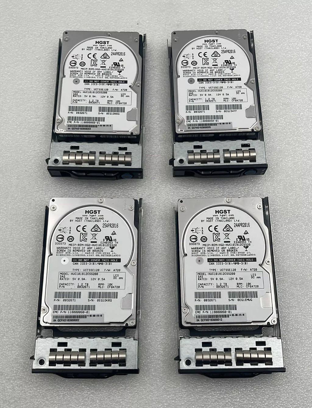 [LOT OF 4] HGST HUC101812CSS200 1.2TB 10K SAS 2.5 Hard Drive 0B32671 HDD