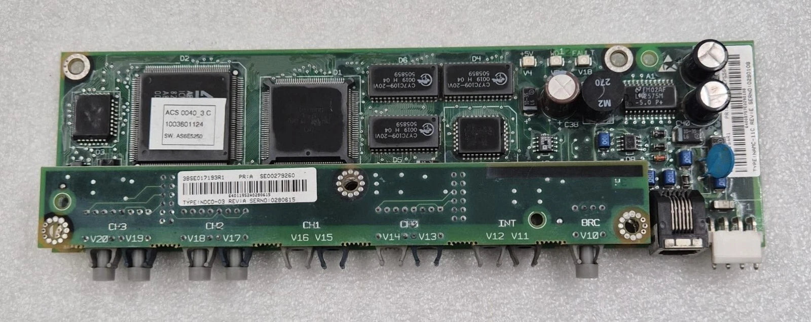 ABB NAMC-11C 3BSE017194R1 Control Board W/ NDC0-03 3BSE017193R1 Fiber Optic PCB
