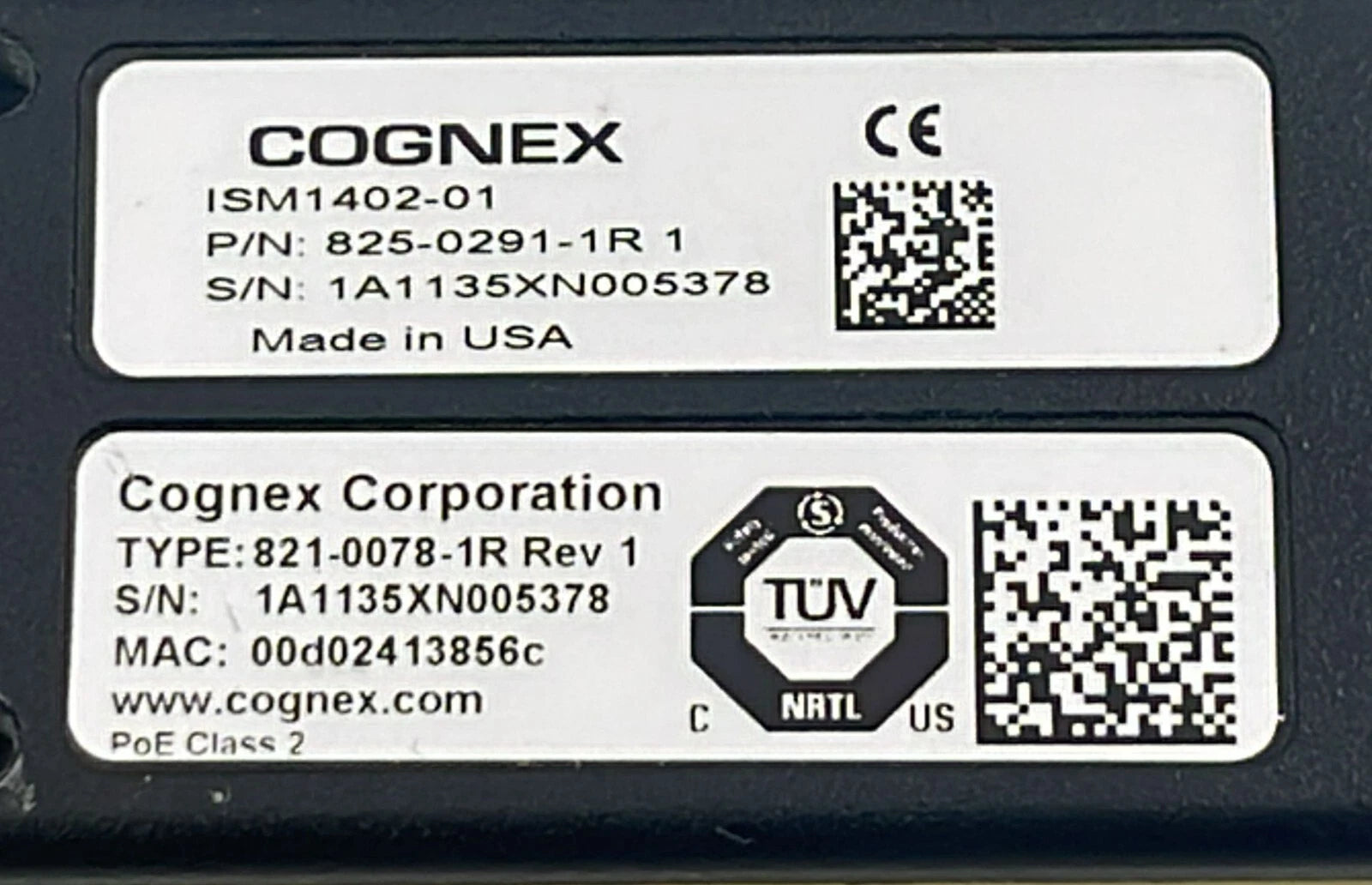 COGNEX ISM1402-01 821-0078-1R W/ FUJINON 1:1.4/16mm HF16HA-1B 825-0291-1R