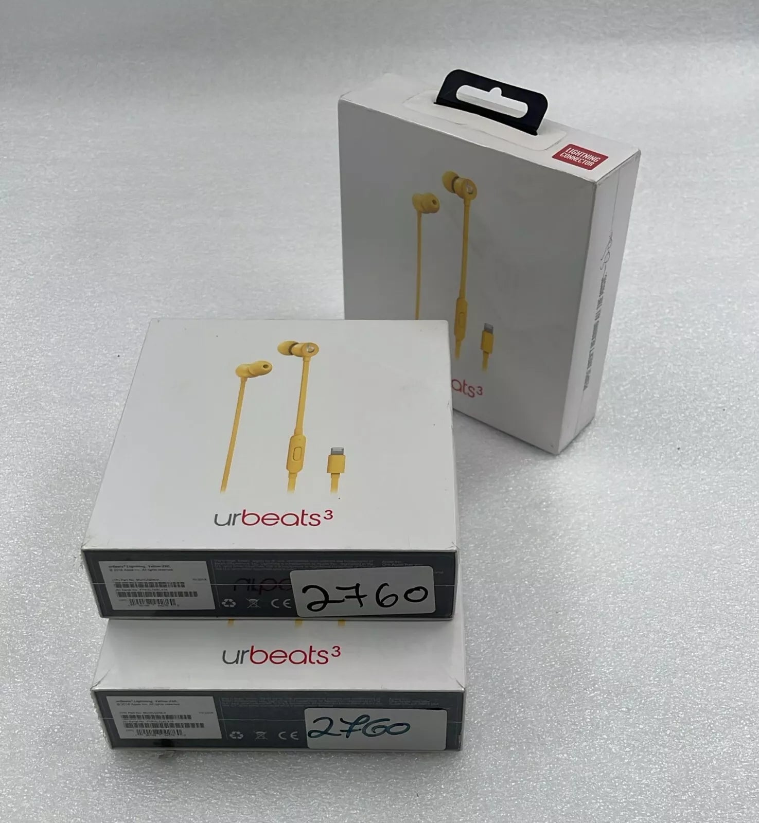 [LOT 3 PCS] *NEW OEM* Apple Beats by Dr.Dre urBeats3 Wireless Lightning Yellow