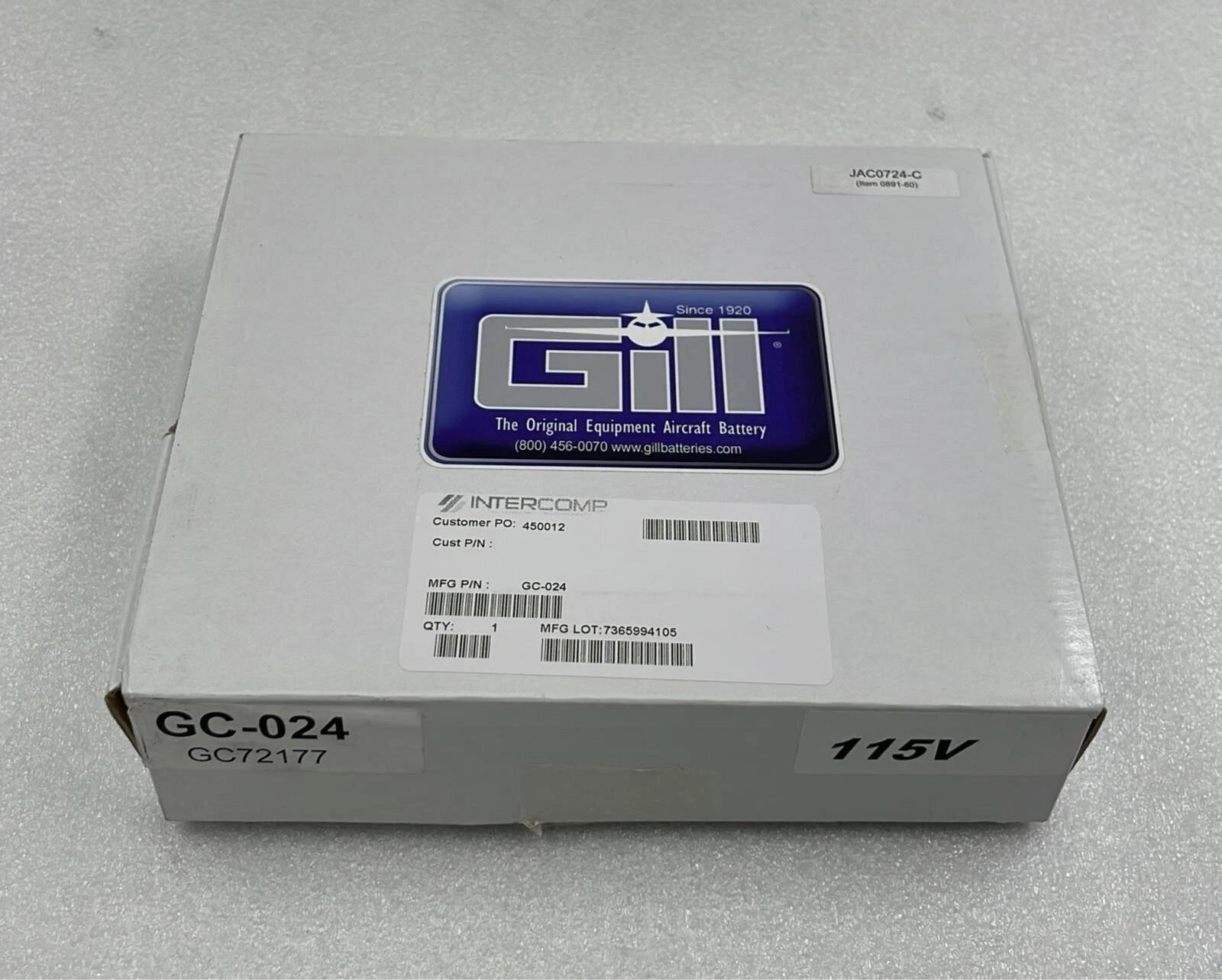 NEW** Gill GC-024 Battery Charger 115VAC 50/60Hz 3.2A 24VDC 7A