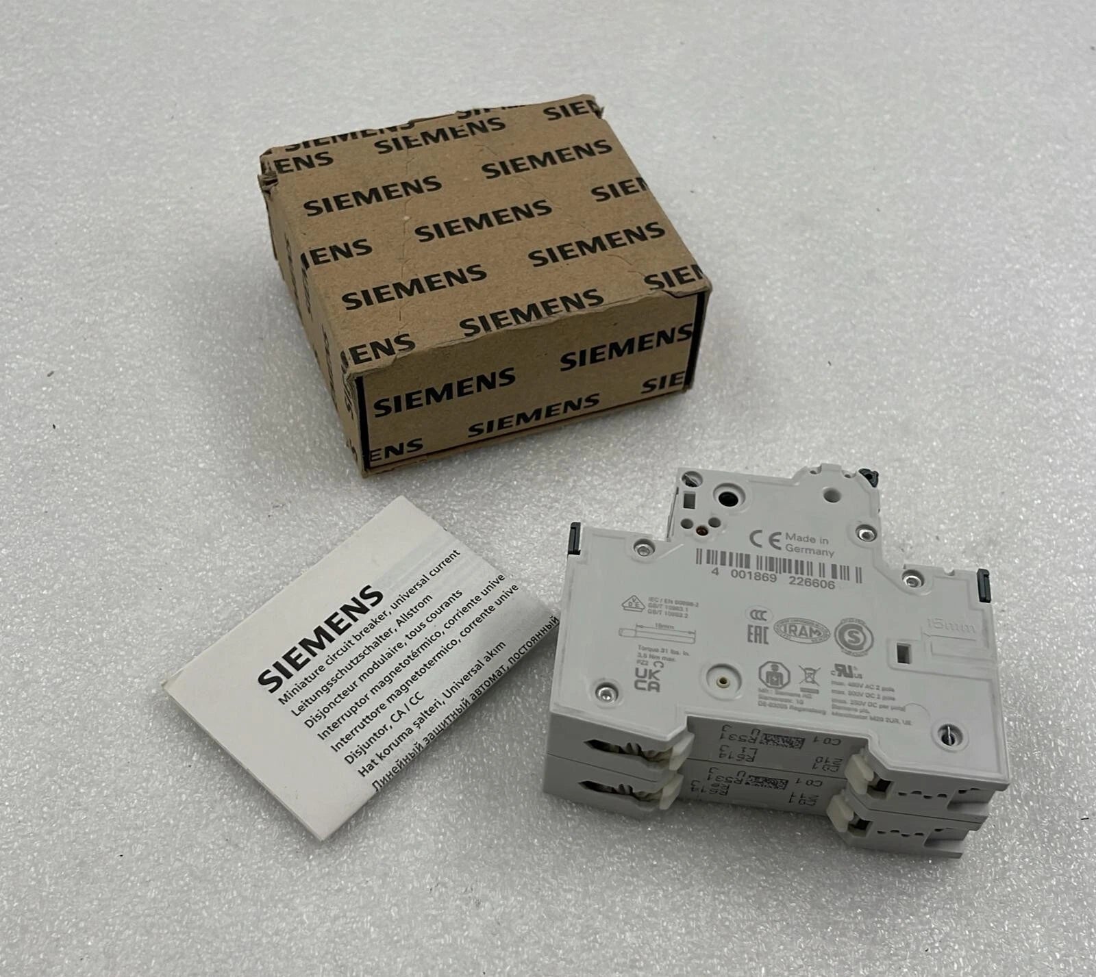 [LOT 3] Siemens 5SY5201-7 Circuit breaker Universal current 440 V DC 400 V AC