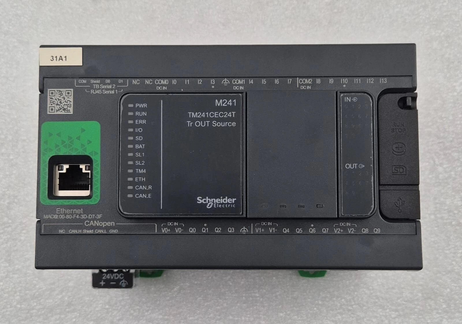 Schneider Electric Modicon M241 TM241CEC24T logic controller Tr OUT Source 24V