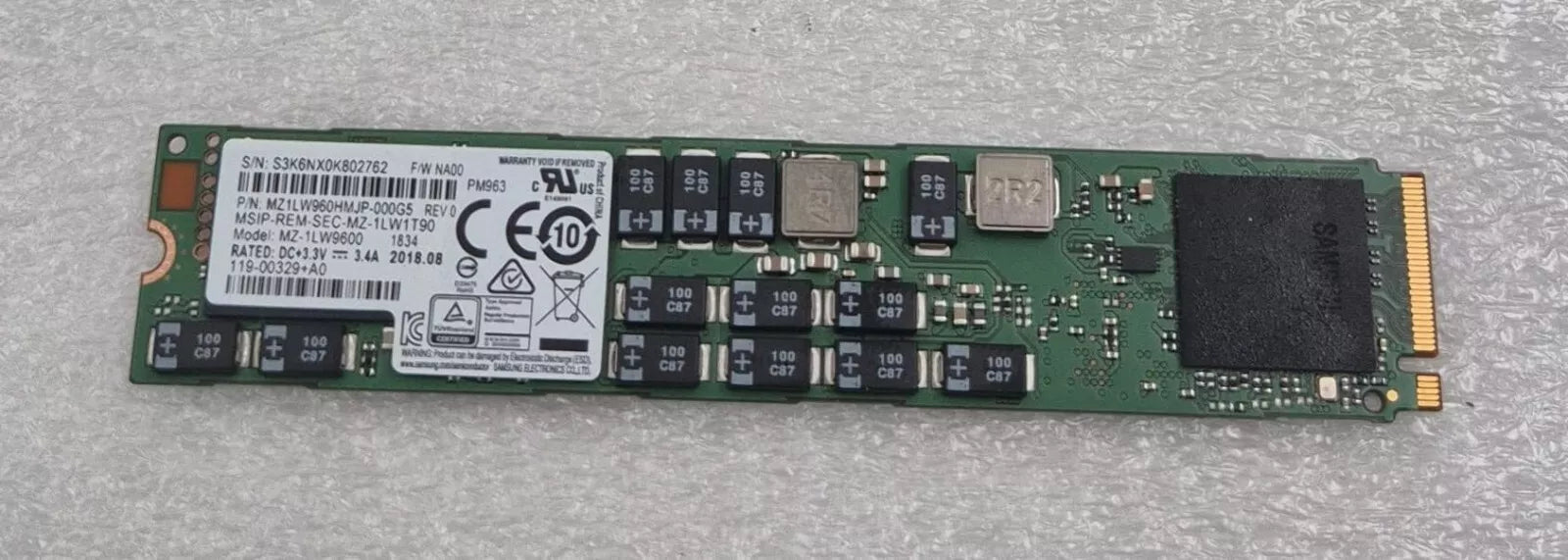 Samsung MZ-1LW9600 MZ1LW960HMJP-000G5 PM963 NVMe PCIe M.2 SSD 960GB