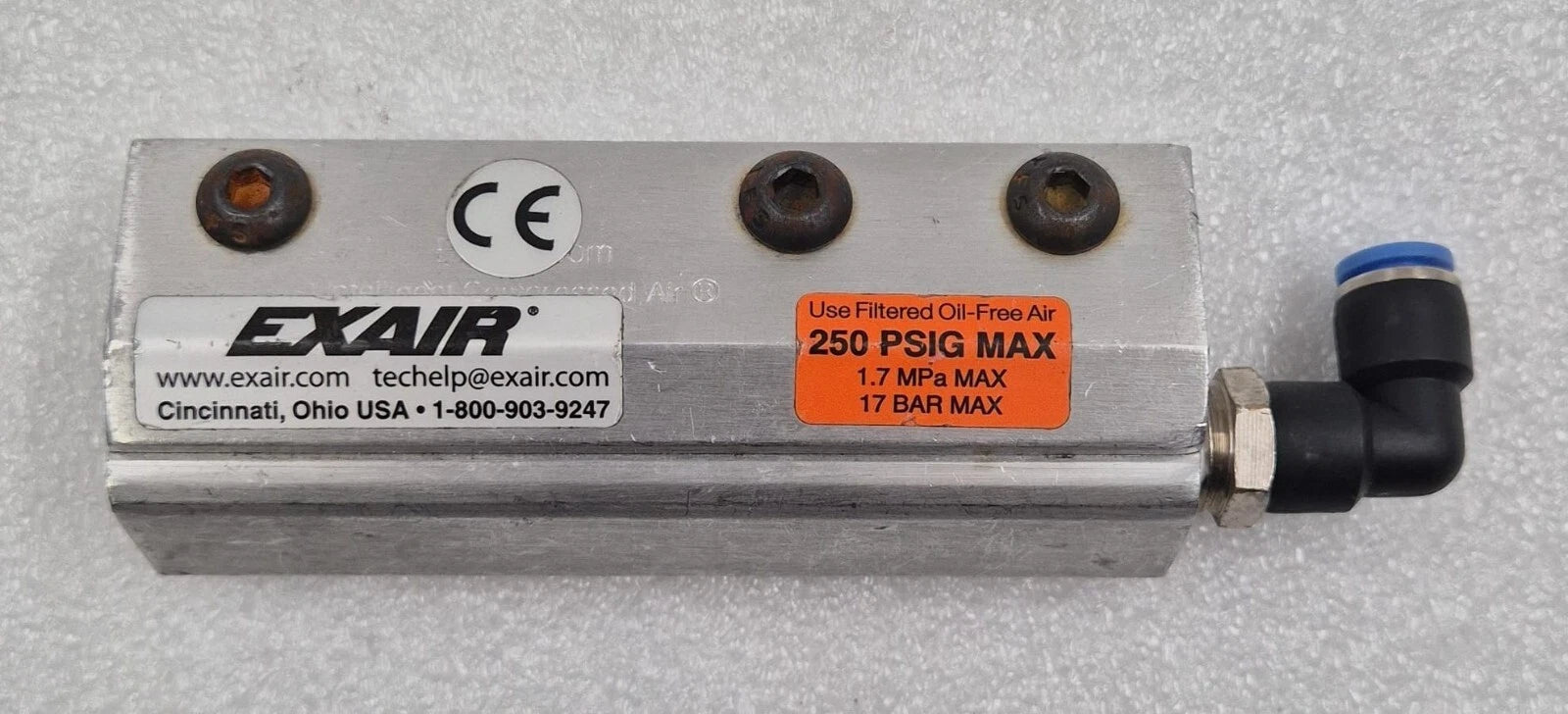 EXAIR Intelligent Compressed Air 250 PSIG MAX 1.7 MPa 17 BAR