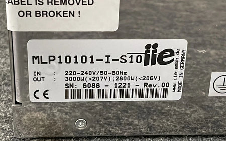 iie MLP10101-I-S10 specification label close-up