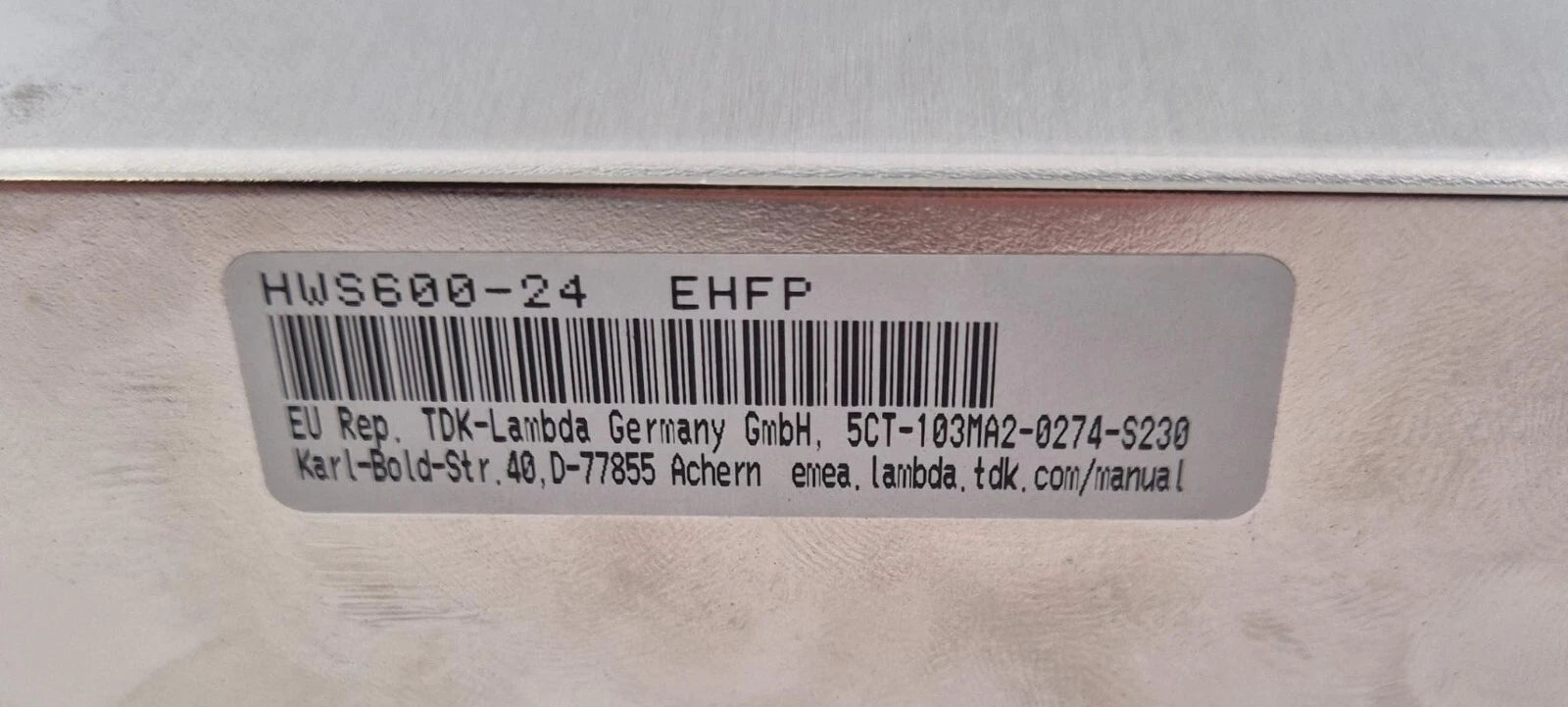 TDK-Lambda HWS600-24 EHFP Switching Power Supply 600W 24V 27A