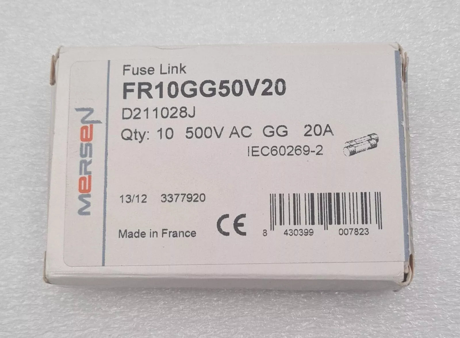 10PCS/BOX Mersen Fuse Link FR10GG50V20 D211028J 10X38 500V AC GG 20A **NEW**