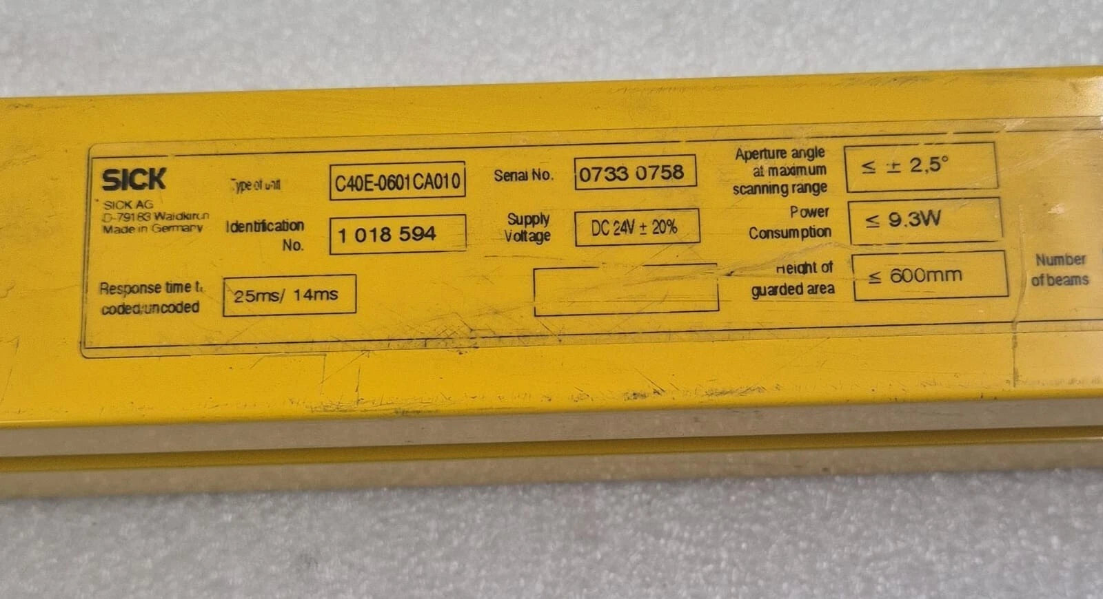 SICK C4000 C40E-0601CA010 Photoelectric Sensor 1018594 Safety Light Receiver