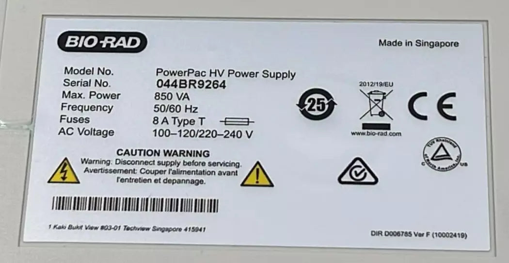 Bio-Rad PowerPac HV Power Supply 850-VA