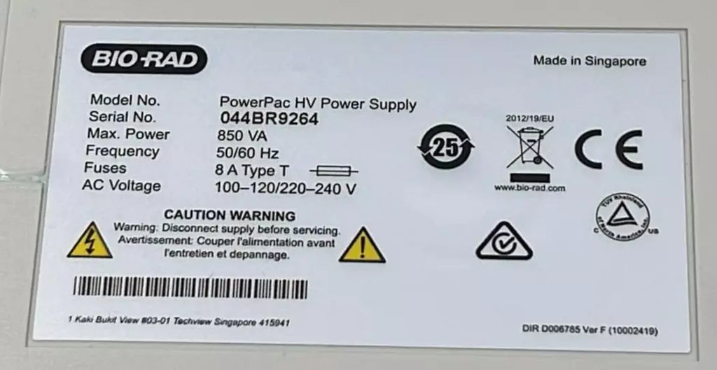 Bio-Rad PowerPac HV Power Supply 850-VA