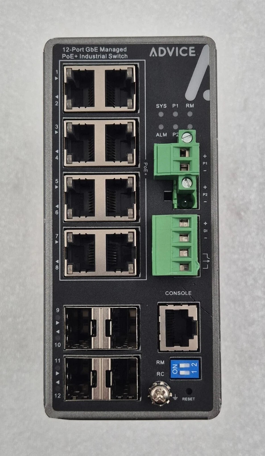 ADVICE CIS8P4F240 Industrial Managed Switch 8P POE + 4P SFP 240W **AS-IS**