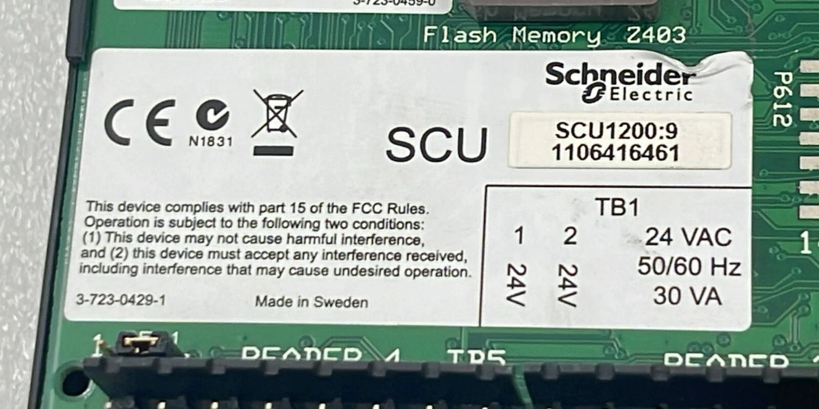 Schneider SCU1200:9 Access Control Unit Module SCU1200 24Vac 50/60 Hz 30VA